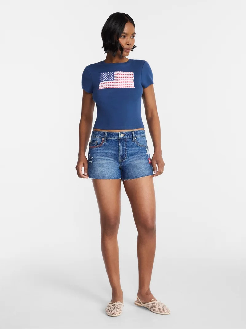 No Boundaries Americana Graphic Baby Tee, Women's and Women's Plus XXS-4X | Walmart (US)