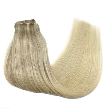 GOO GOO Hair Extensions Halo Hair Ombre Ash Blonde to Golden Blonde Mixed Platinum Blonde 16 Inch... | Amazon (US)