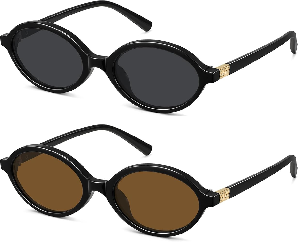 WOWSUN Retro Oval Sunglasses Womens Trendy Sun Glasses Sunnies UV400 Protection | Amazon (US)