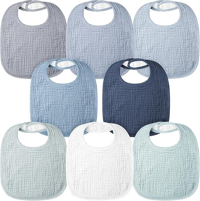 Bearmoss Baby Bibs for Drooling and teething 100% Cotton Muslin Bibs for Baby Boy & Girl,Adjustab... | Amazon (US)