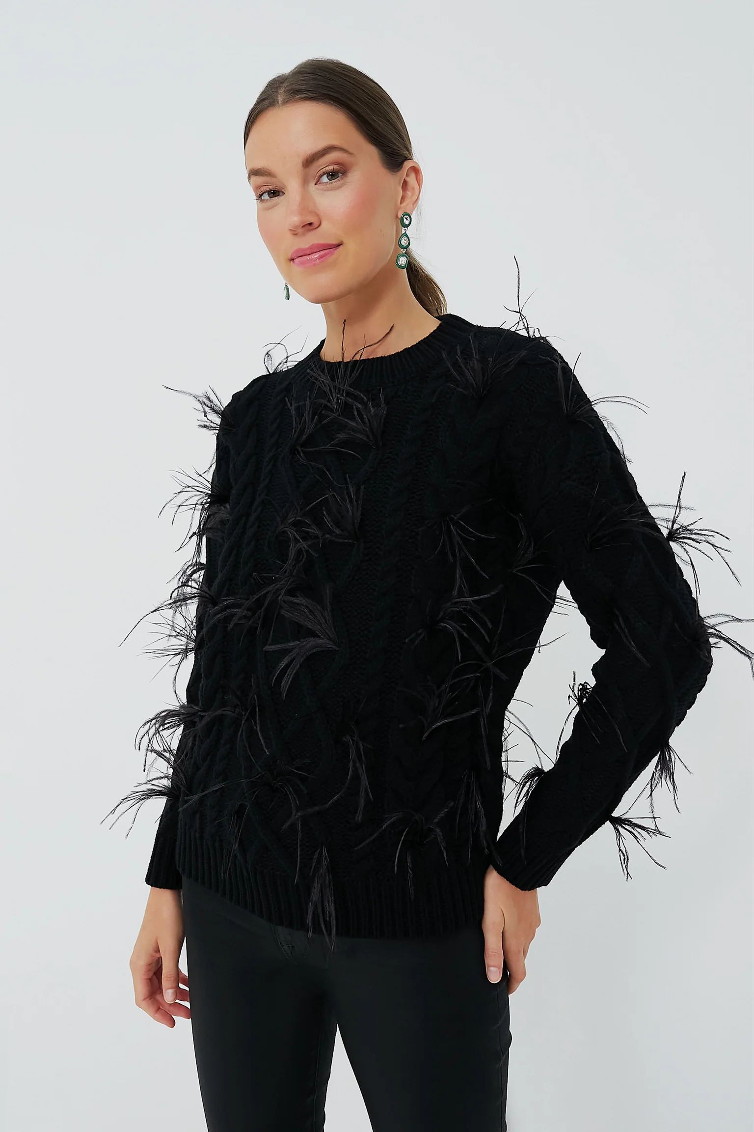 Black Talulah Feather Sweater | Tuckernuck (US)