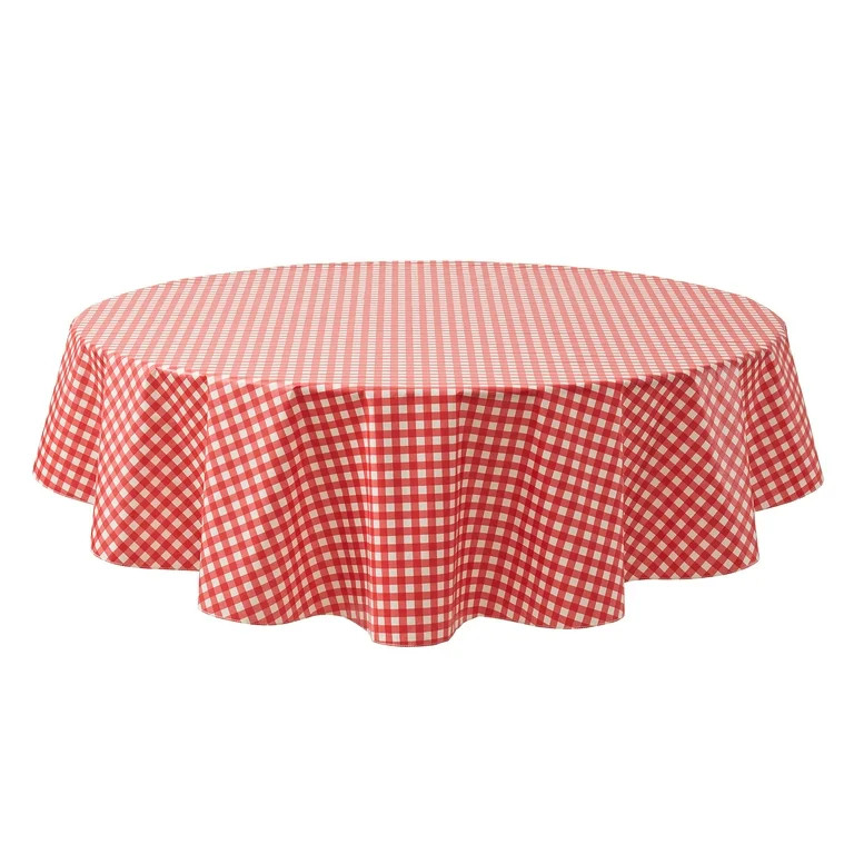 Mainstays Summer Fun Tablecloth, Indoor & Outdoor Table Decoration 70" Round - Red Checkered Ging... | Walmart (US)