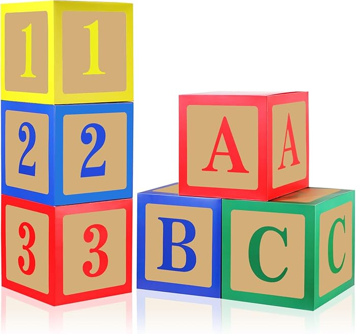 Zhanmai 6 Pcs ABC and 123 Balloon Boxes - Back to School Party Decorations ABC Alphabet Blocks Pr... | Amazon (US)