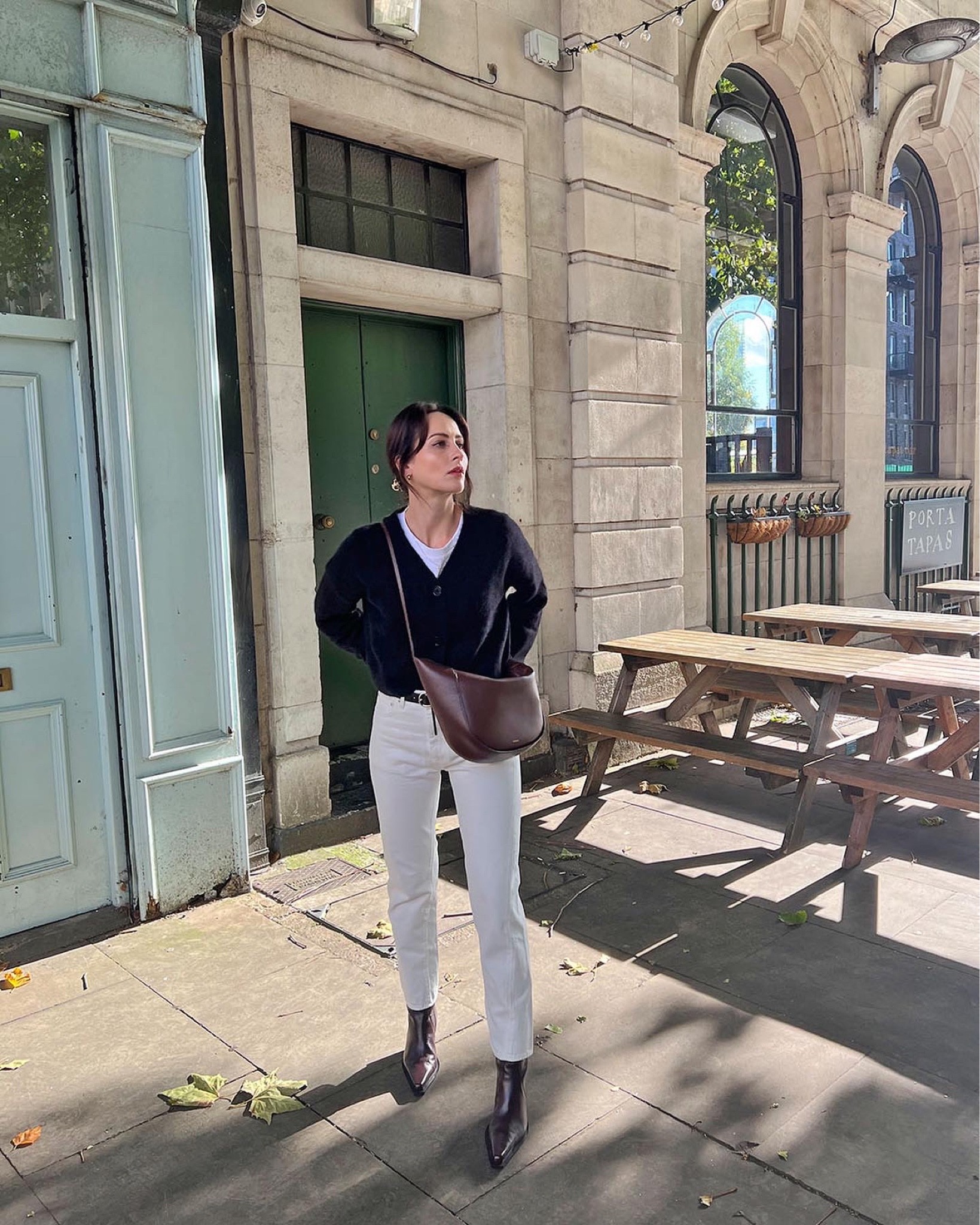 alpaca blend cardigan 
knitwear 
white t-shirt 
white toteme jeans 
arket white jeans 
mango pointed ankle boots 
wandler bag 
Isabel marant belt  v coggles use discount code HANNI15 for 15% + free NDD 
cross necklace 
claw clip 
autumn outfit ideas 
autumn outfit 
autumn styling 
casual style 

#LTKSeasonal #LTKstyletip #LTKeurope