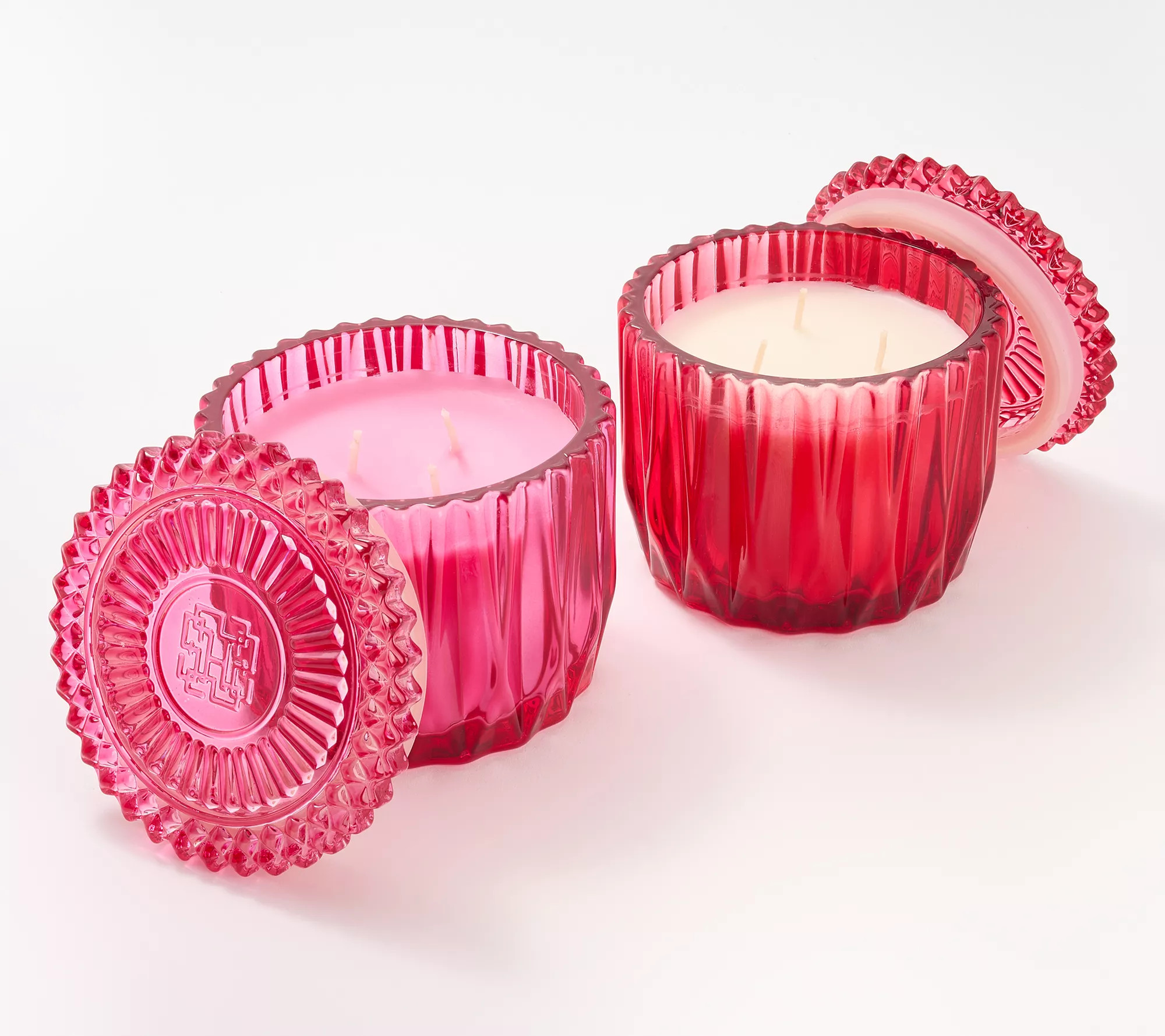 HomeWorx by Slatkin + Co. S/2 14oz Faceted Glass Candles - QVC.com | QVC