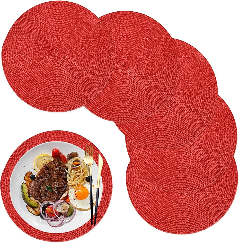 Round Placemats for Dining Table Set of 6,12.6 Inch,Small Circle Placemats Washable Heat-Resistan... | Amazon (US)
