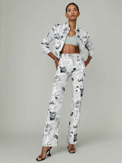 Climate Newsprint High Rise Straight Long Jeans | Reformation (Global)