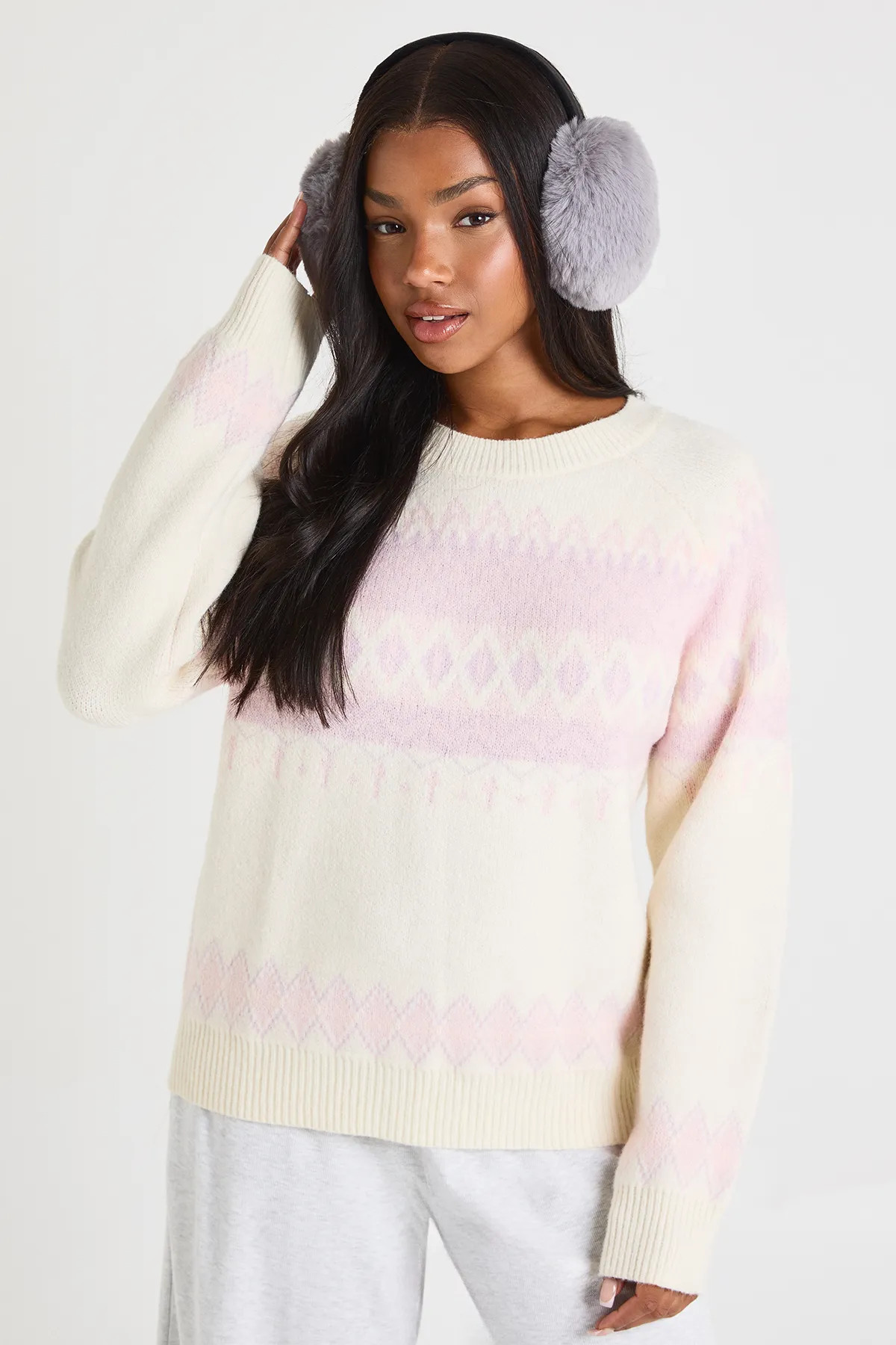Oversized Fairisle Christmas Crew Neck Jumper | Boohoo.com (UK & IE)