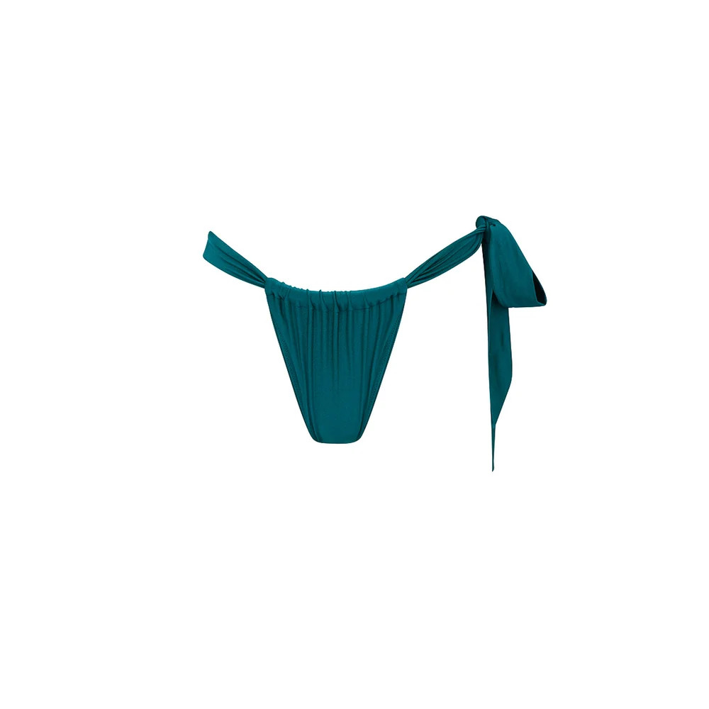 Soft Tie Ruched Thong Bikini Bottom - Laguna Haze | Kulani Kinis US