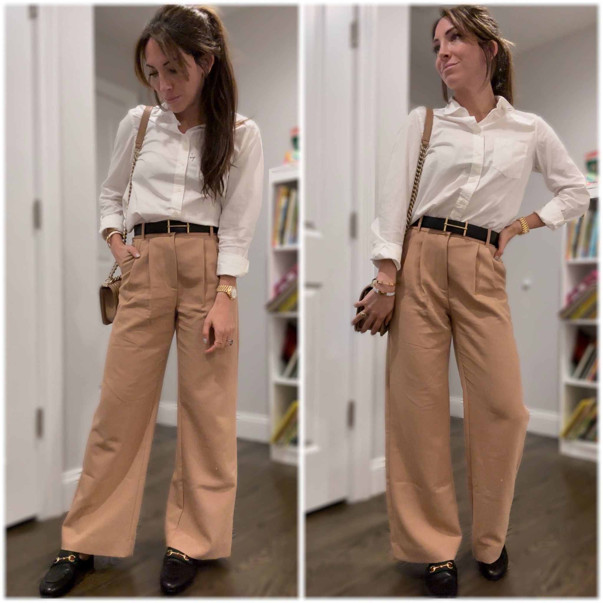 I heard wide leg trousers are all the rage. I’ve got to say, I was not disappointed. 

Wearing tan wide leg trousers, black belt, loafer slides, white button down shirt 

#LTKSeasonal #LTKFind #LTKstyletip
