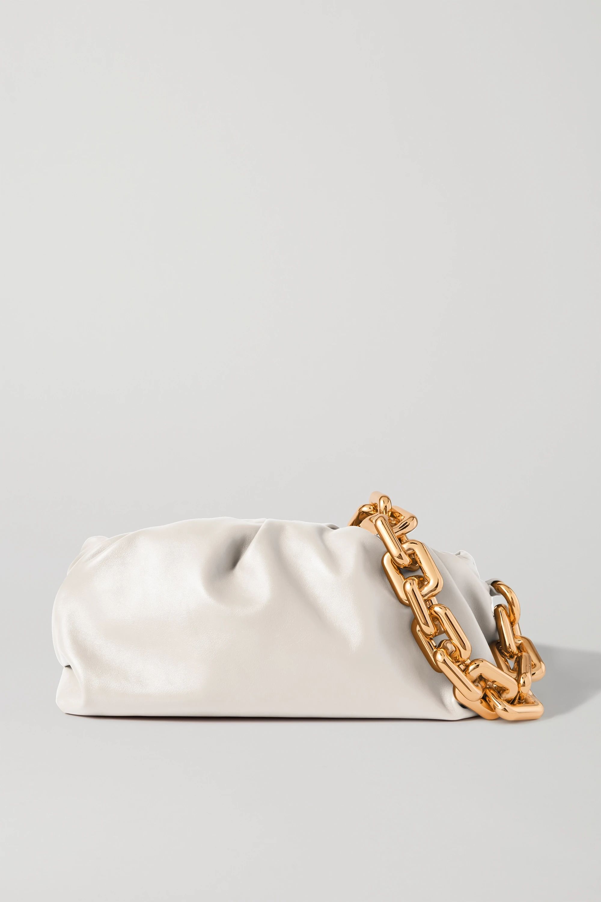 White The Chain Pouch gathered leather clutch | Bottega Veneta | NET-A-PORTER | NET-A-PORTER (US)