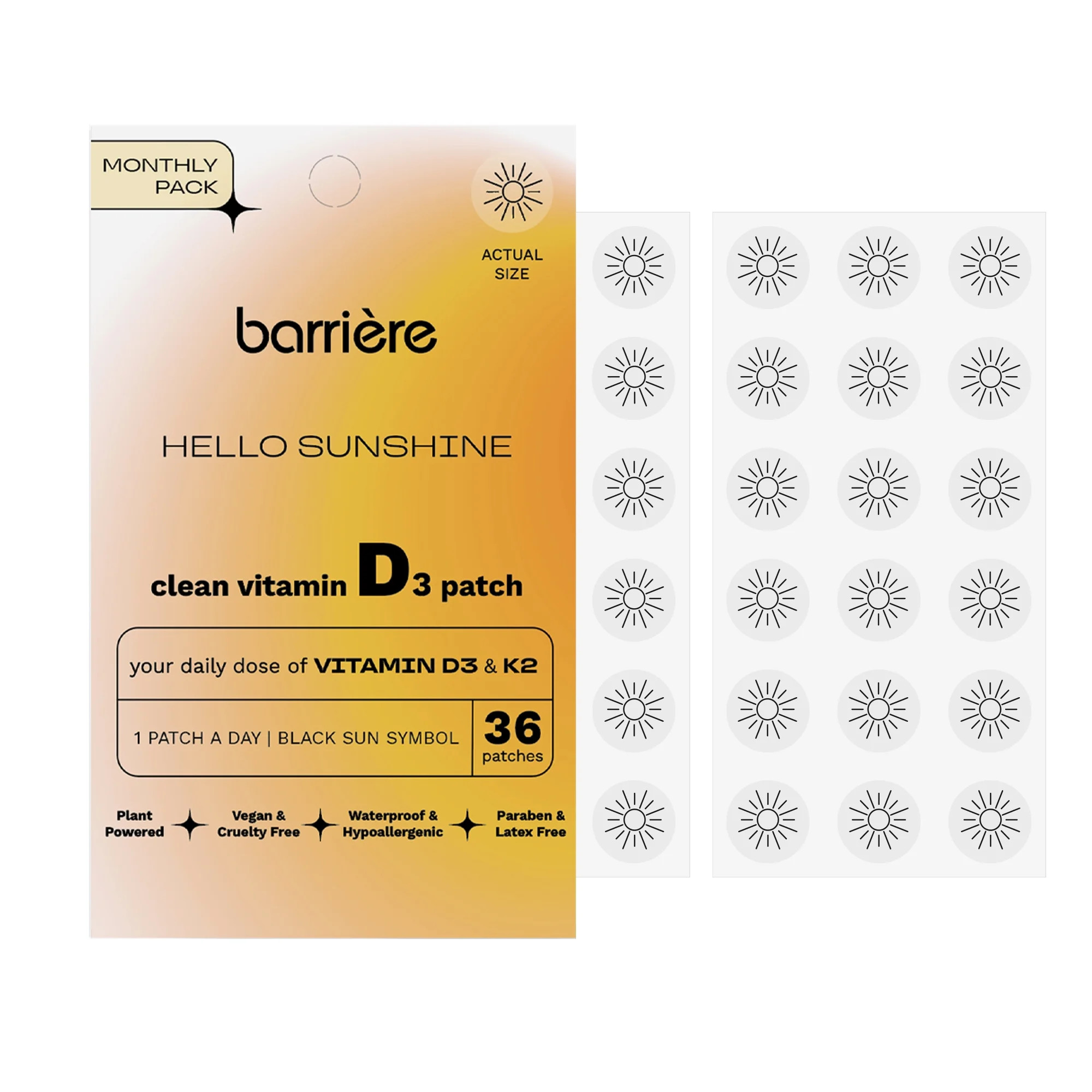 Barrière Hello Sunshine Vitamin D3 + K2 Patch, 36 Count | Walmart (US)