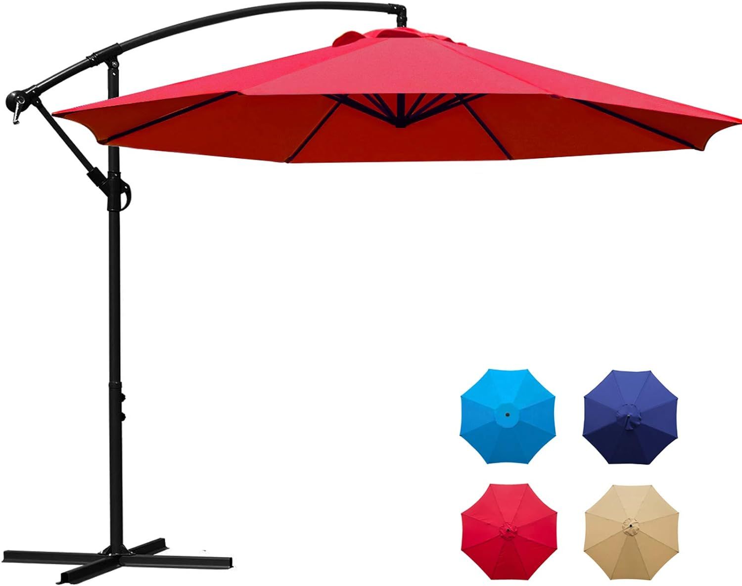 Sunnyglade 10Ft Outdoor Adjustable Offset Cantilever Hanging Patio Umbrella (Red) | Amazon (US)