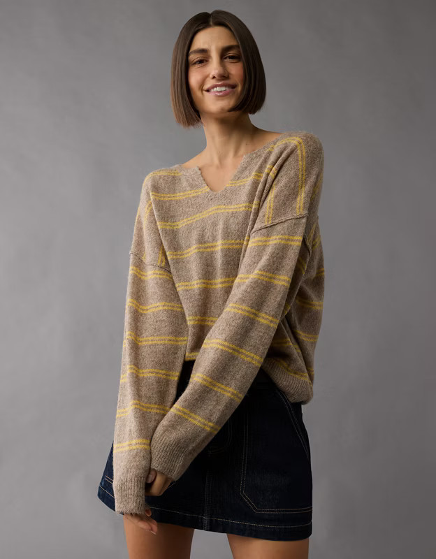 AE Whoa So Soft Notch Neck Sweater | American Eagle Outfitters (US & CA)