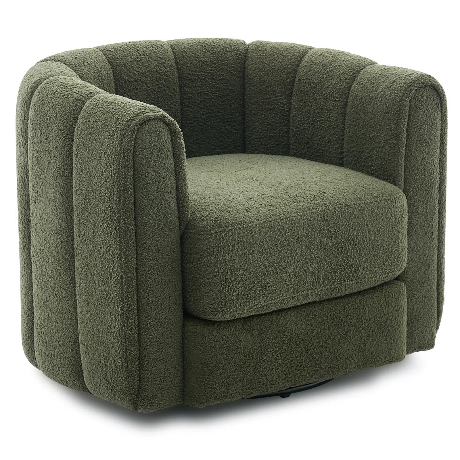 George Oliver 360° Swivel Barrel Chair, Mid-Century Modern Teddy Fleece Accent Chair with Plush Cloud-Like Comfort and Striped Backrest | Wayfair | Wayfair North America