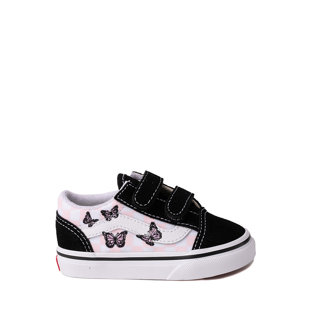 Vans Old Skool V Checkerboard Skate Shoe - Baby / Toddler - Black / White / Butterflies | Journeys