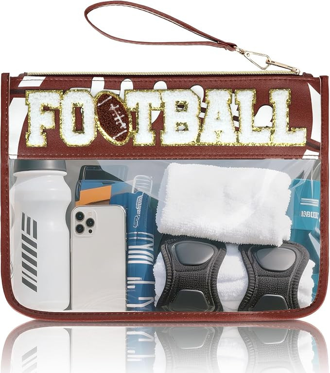 Football Accessories Tearm Gifts Football Mom Essentials Soccer Bag Makeup Cosmetic Bags Chenille... | Amazon (US)