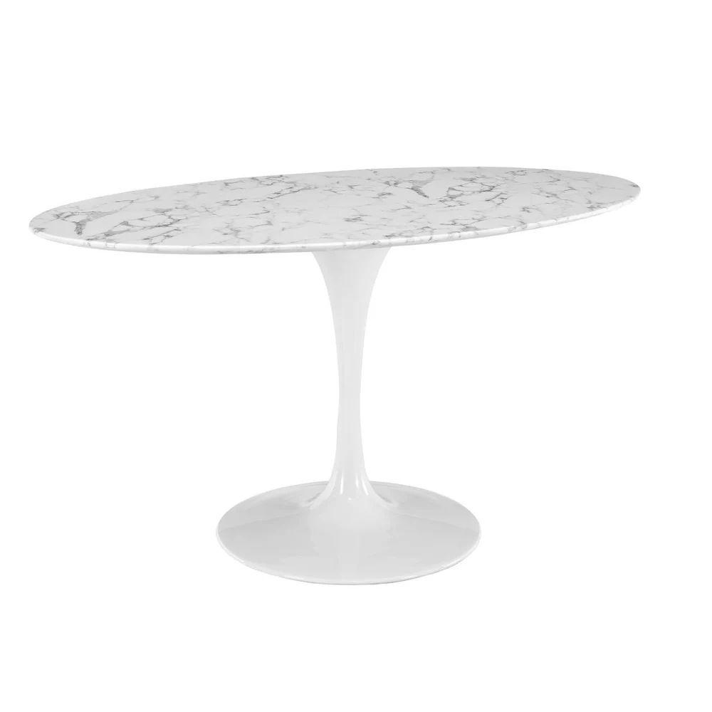 Lippa Marble 60" White Oval-shaped Dining Table (Lippa Marble 60" Dining Table in White) | Bed Bath & Beyond