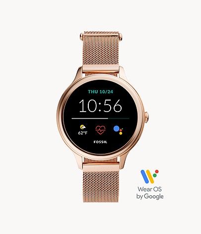 Gen 5E Smartwatch Rose Gold-Tone Stainless Steel Mesh | Fossil (US)