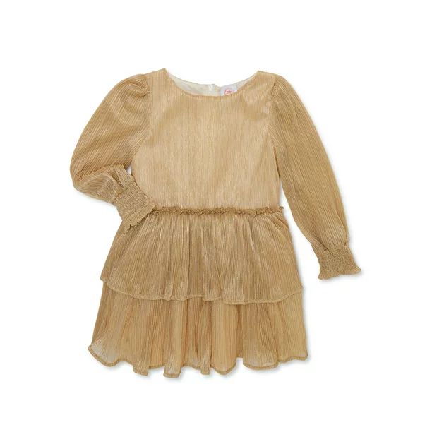 Wonder Nation Baby and Toddler Girls Gold Holiday Dress, 0/3 Months-5T - Walmart.com | Walmart (US)