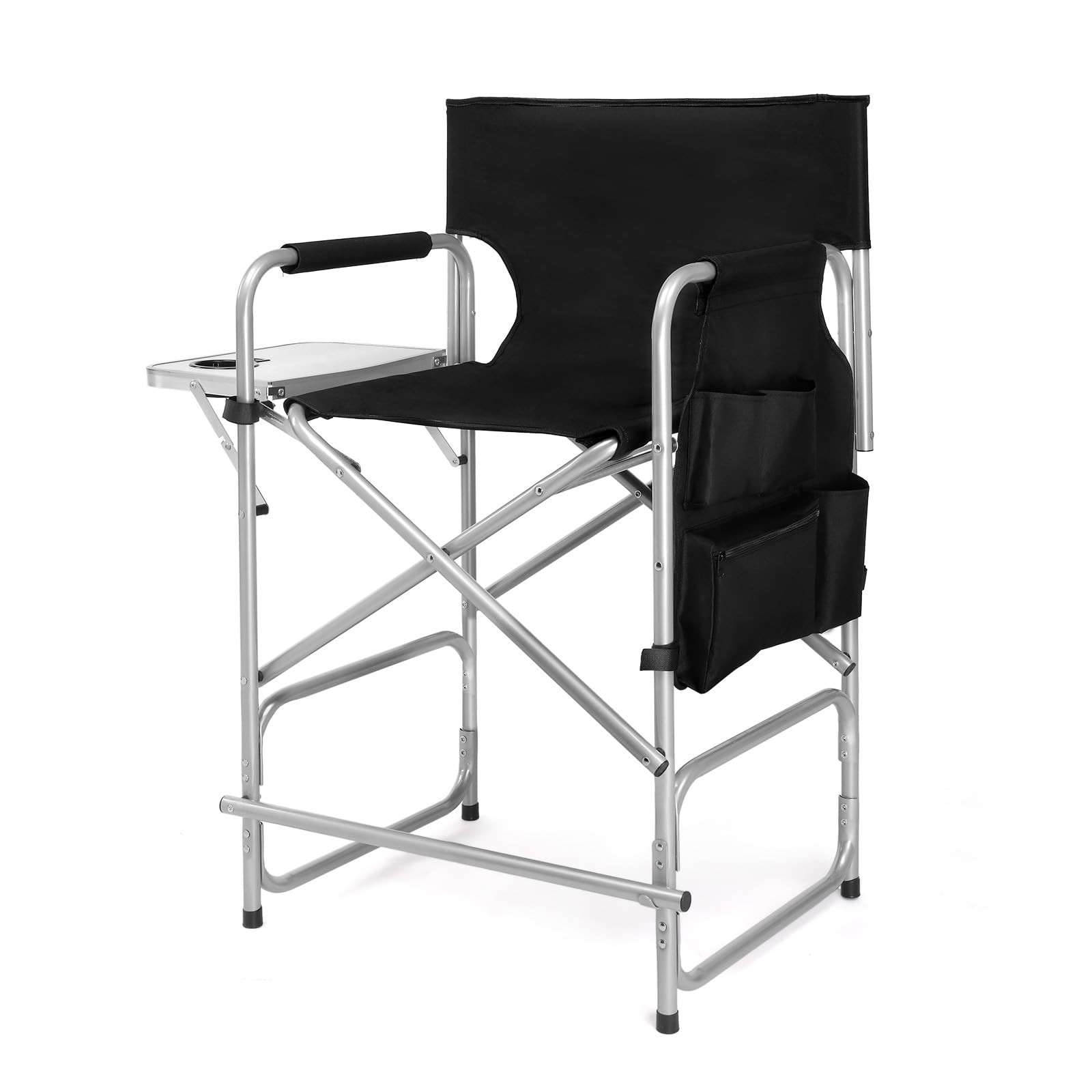 mefeir 26" Tall Folding Directors Chair with Side Table,Portable Makeup Artist Bar Height, Steel ... | Amazon (US)