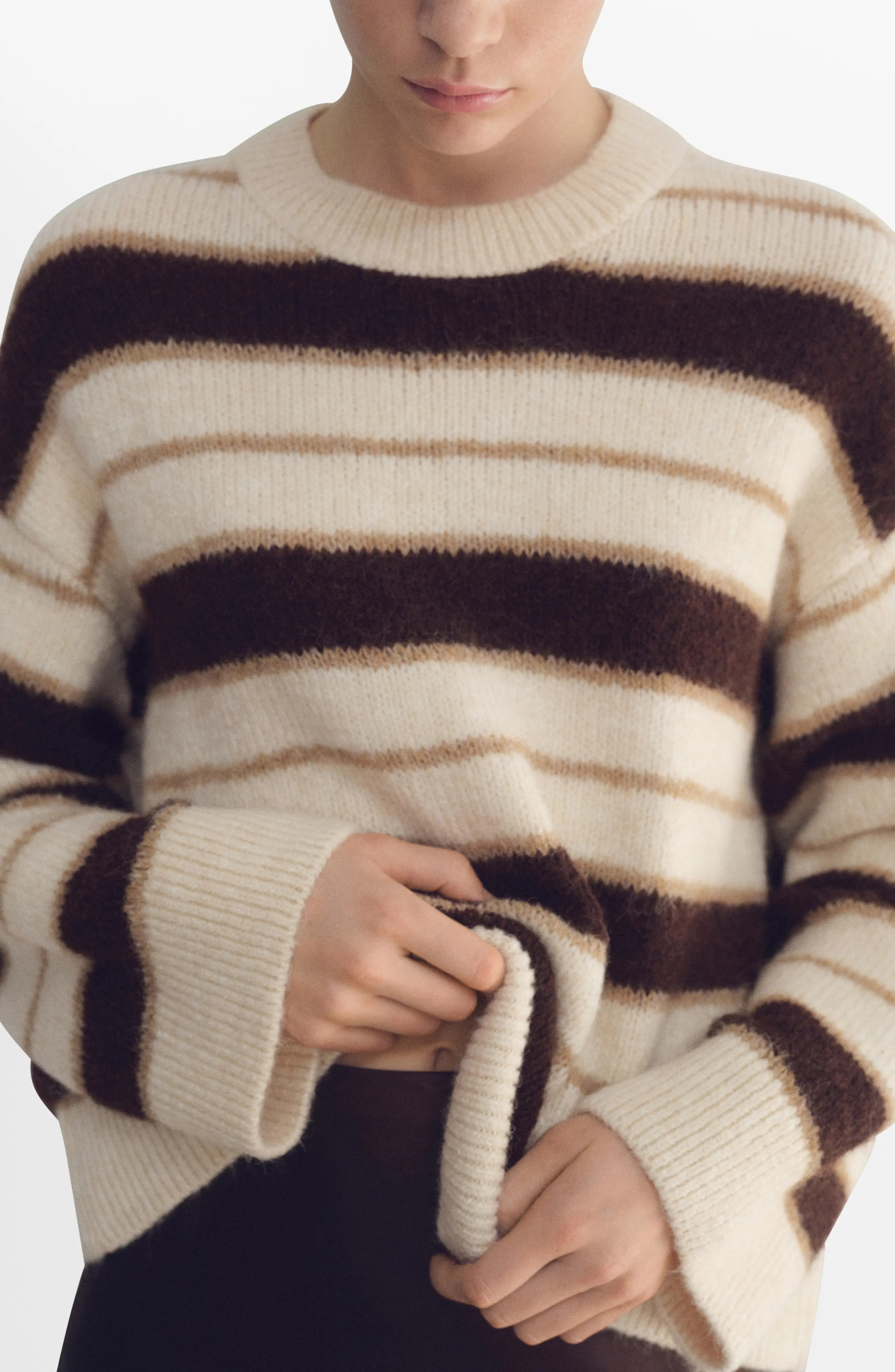 MANGO Nuevayol Stripe Sweater in Ecru at Nordstrom, Size Large | Nordstrom