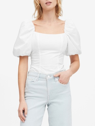 Puff-Sleeve Cropped Top | Banana Republic (US)