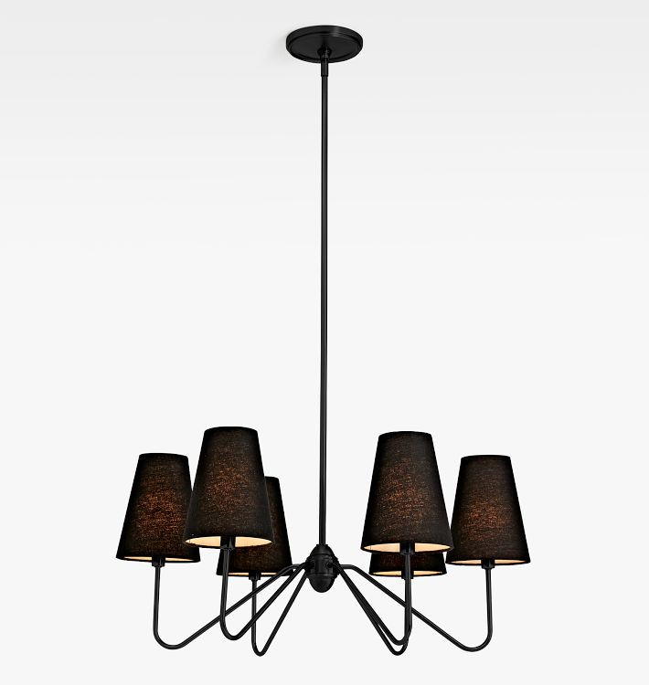 Berkshire 6-Arm Chandelier with Linen Shades | Rejuvenation