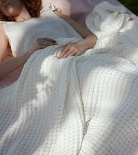 Bedsure 100% Cotton Blanket, Waffle Weave, King Size, Beige, 104"x90" | Amazon (US)