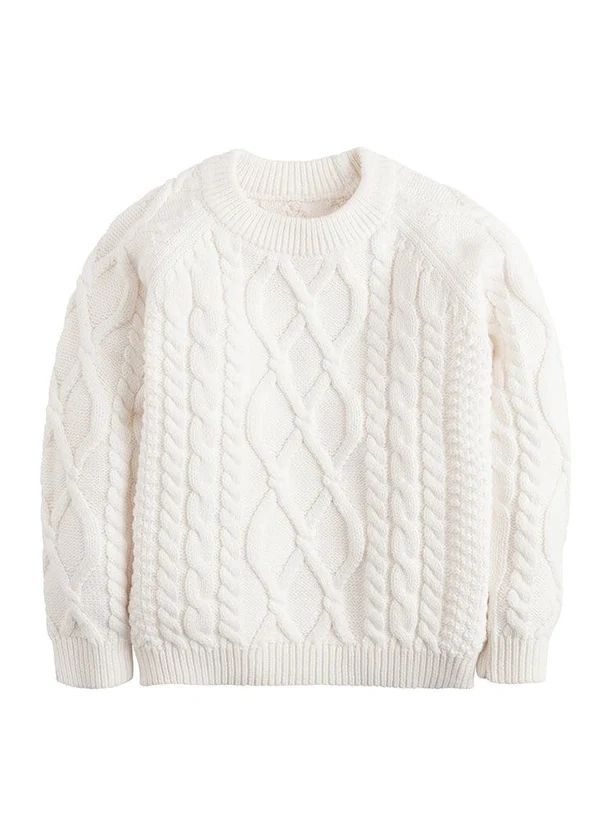 Cable Knit Sweater - White | Little English