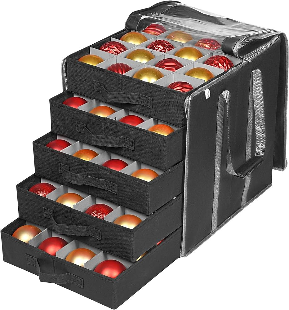 ProPik Christmas Ornament Storage Boxes with Dividers - 5 Separate Trays - Ornament Holder - Keep... | Amazon (US)