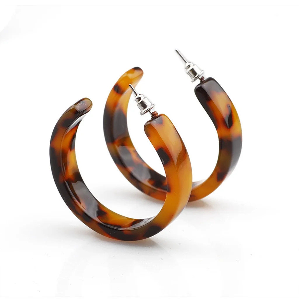 Acrylic Marbled Earring Leopard Round Hoop Earrings Women Tortoise Shell Jewelry | Walmart (US)