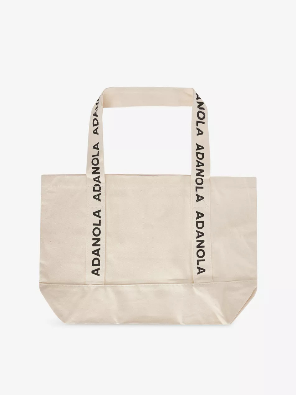 Logo-Strap Slip-Pocket Cotton Tote Bag | Selfridges