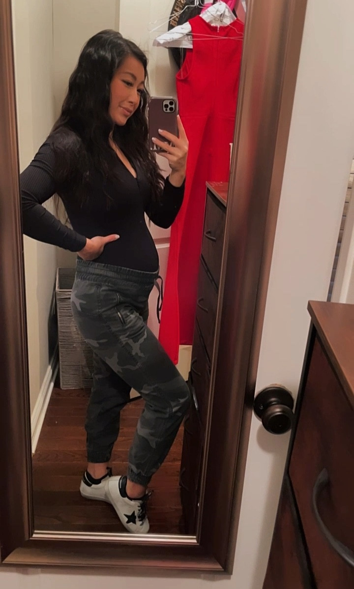 Abercrombie zip up bodysuit- before bump XS, now size small

Joggers are from Aritzia, XS

golden goose- size 5!

#LTKshoecrush #LTKbump #LTKstyletip