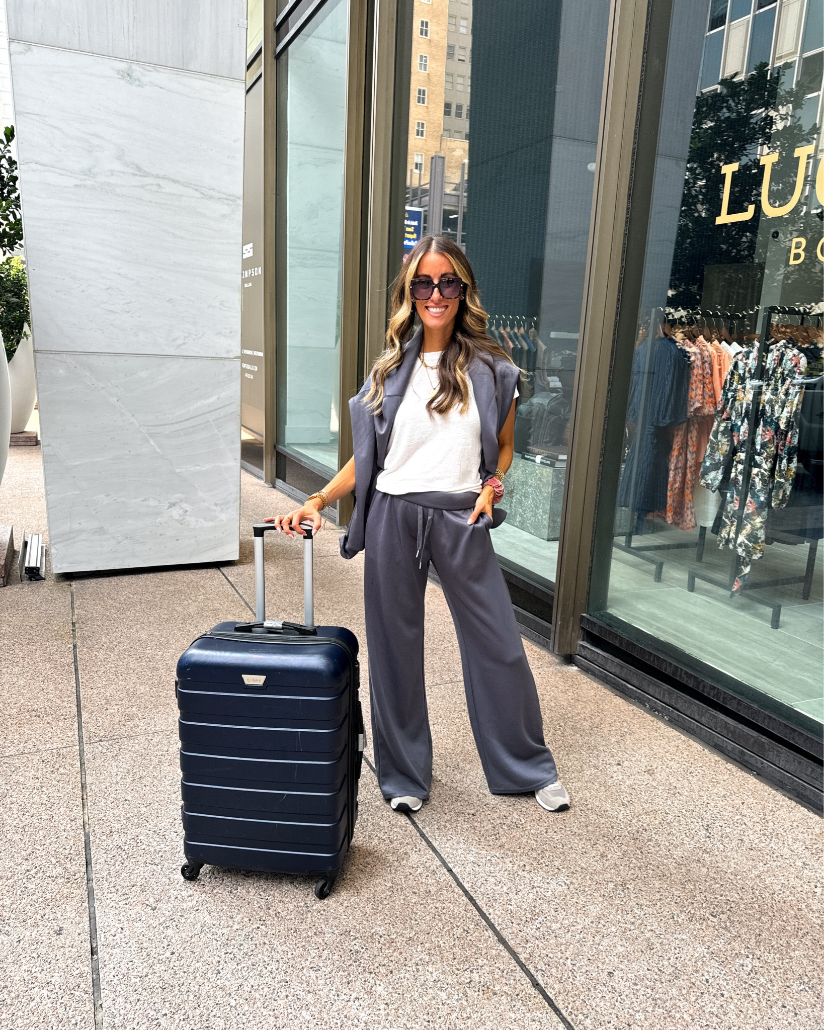 Flying home from LTKCon! This travel set is seriously the softest material and the sweatshirt has the cutest details. I sized up for pregnancy. Wearing a medium. Pants do run long (I’m 5’6”) 

Travel outfit | airport outfit 

#LTKFallSale #LTKTravel #LTKCon