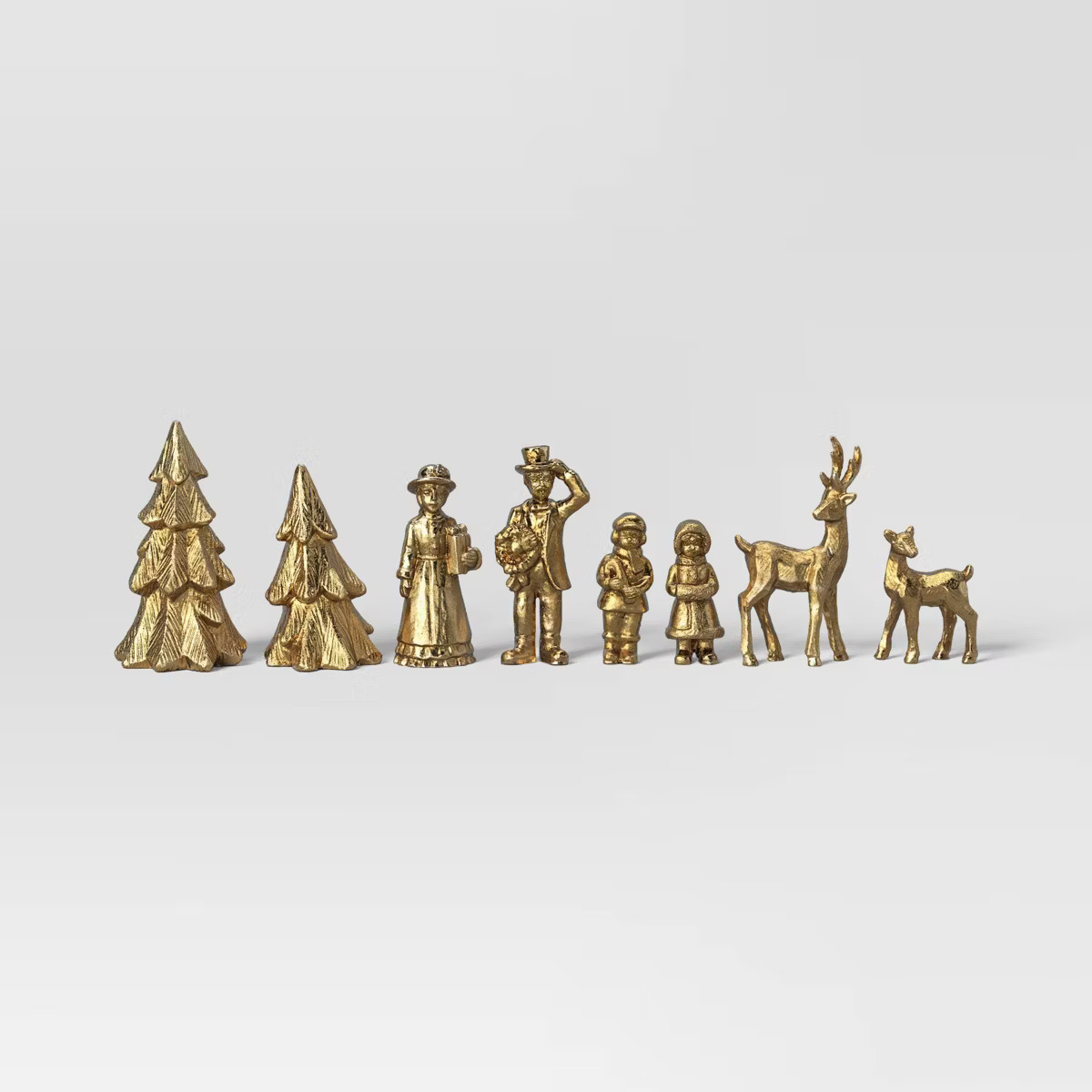 8pk Christmas Poly Animals/Trees/People Decor Set Gold - Wondershop™ | Target