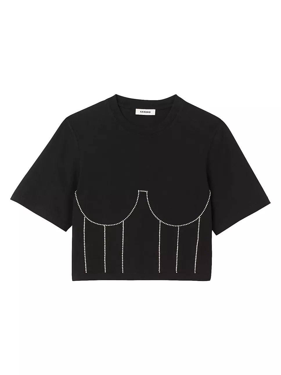 T-Shirt With Rhinestone Bustier Design | Saks Fifth Avenue