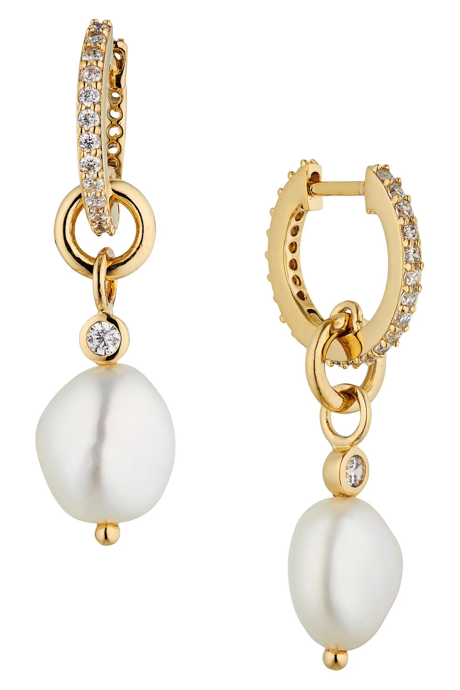 Nadri Dot Dot Dot Genuine Pearl Huggie Drop Earrings (Women) | Nordstrom | Nordstrom