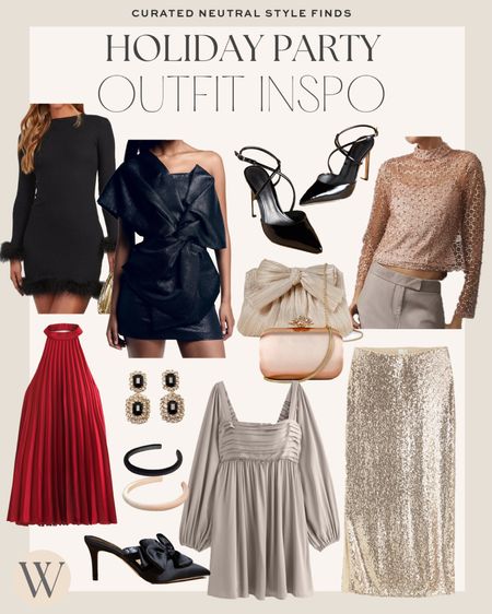 Holiday party outfit inspo! Every chic style piece you need for holiday parties, holiday events or for Christmas and NYE! 

#holidaystyle

Chic holiday style. Sequin skirt. Girly holiday style. Sequin mesh top. Black bow mini dress. Red pleated holiday dress. Metallic holiday dress. Black holiday heels. Chic holiday accessories  

#LTKstyletip #LTKHoliday #LTKfindsunder100