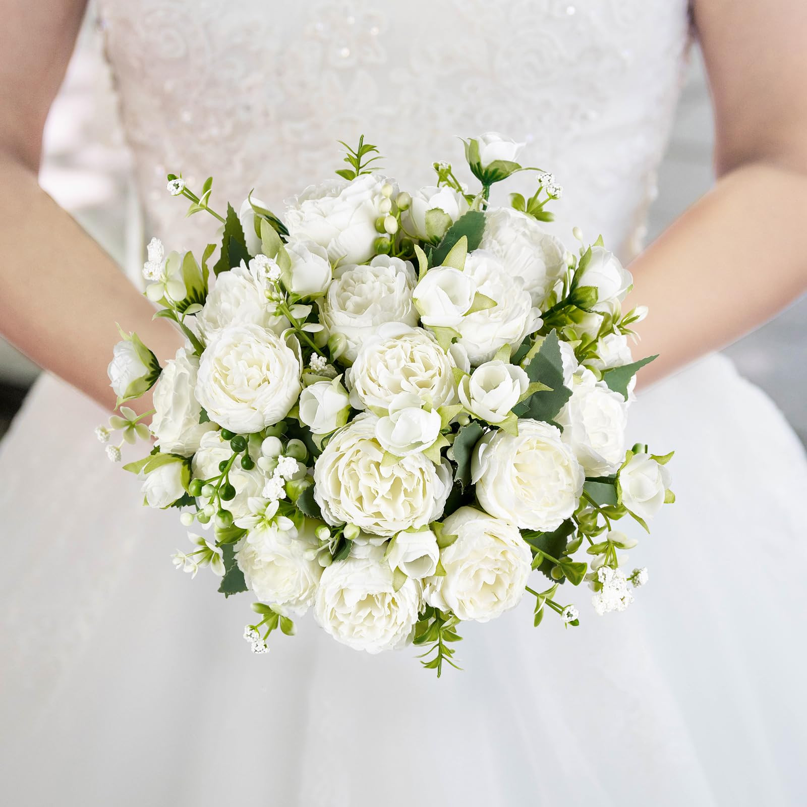 Mkono Peonies Artificial Flowers, Small Silk Flowers for Home Decor Indoor Fake Bouquet Faux Flor... | Amazon (US)