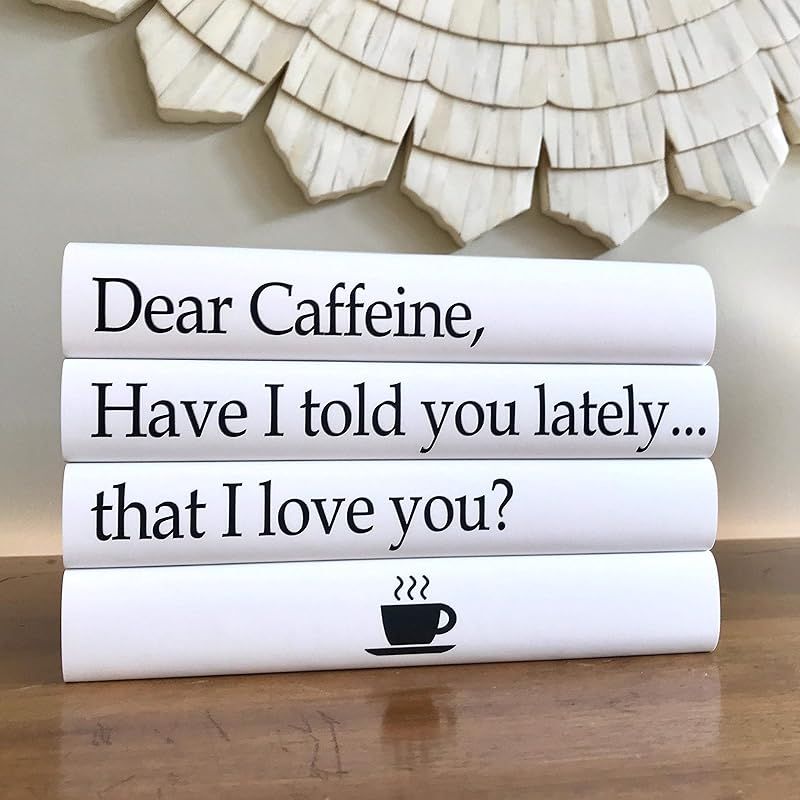 Funny Decorative Quote Book Set, Coffee Lover Gift, Caffeine Addict Gift, Book Stack, Book Decor | Amazon (US)