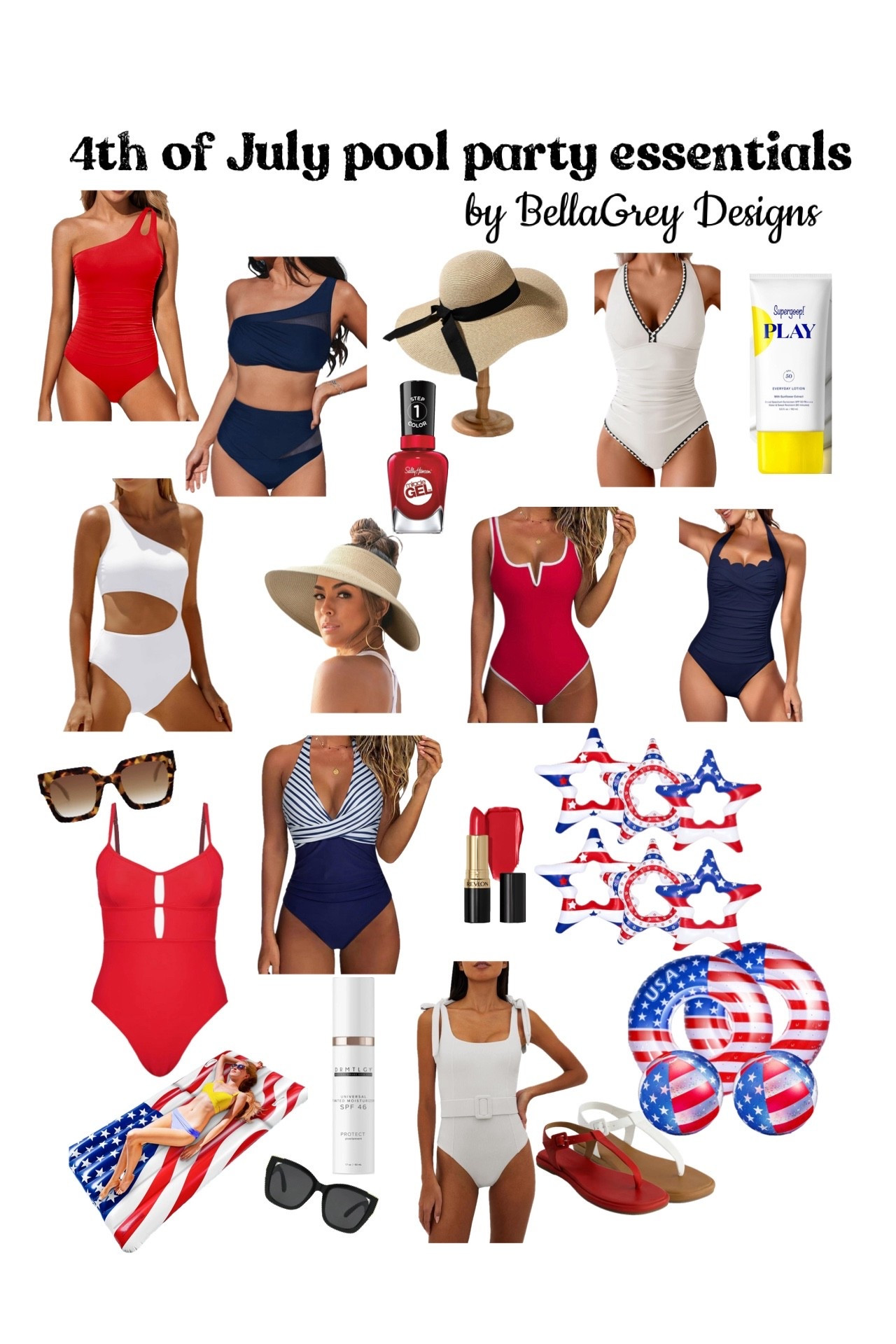 Sharing items to be ready for your Fourth of July pool party!

Pool party
Fourth of July 
Red white and blue 
4th of July 
Summer fun 
Bathing suits 
Pool floats 
Sunscreen 
Sunglasses 
Sunnies
Sun hat 
BellaGrey Designs



#LTKSeasonal #LTKParties #LTKSwim