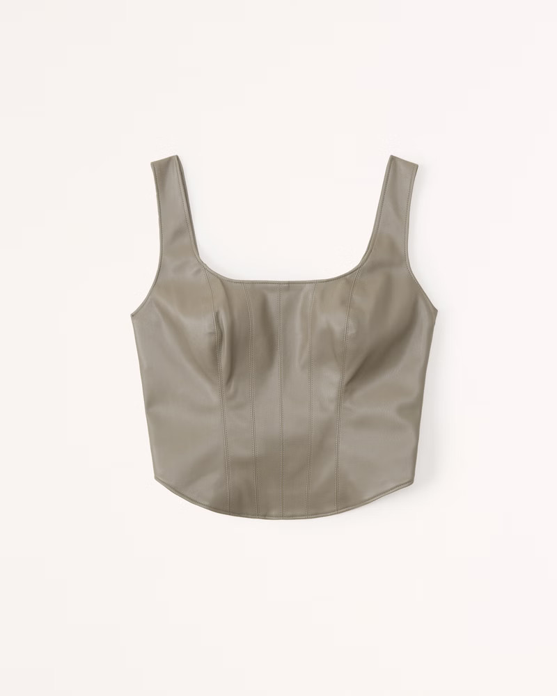 Vegan Leather Corset Scoopneck Top | Abercrombie & Fitch (US)