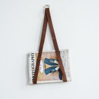 Leather Hanging Organizer, Storage Strap, File Storage, Office Decor, Magazine Rack, Wall Organizer | Etsy (US)