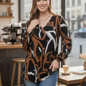 Boho Abstract Print Top for Women | Casual Fashion Shirt | Abstract Print V-neck Top for | Casual... | Etsy (Global)