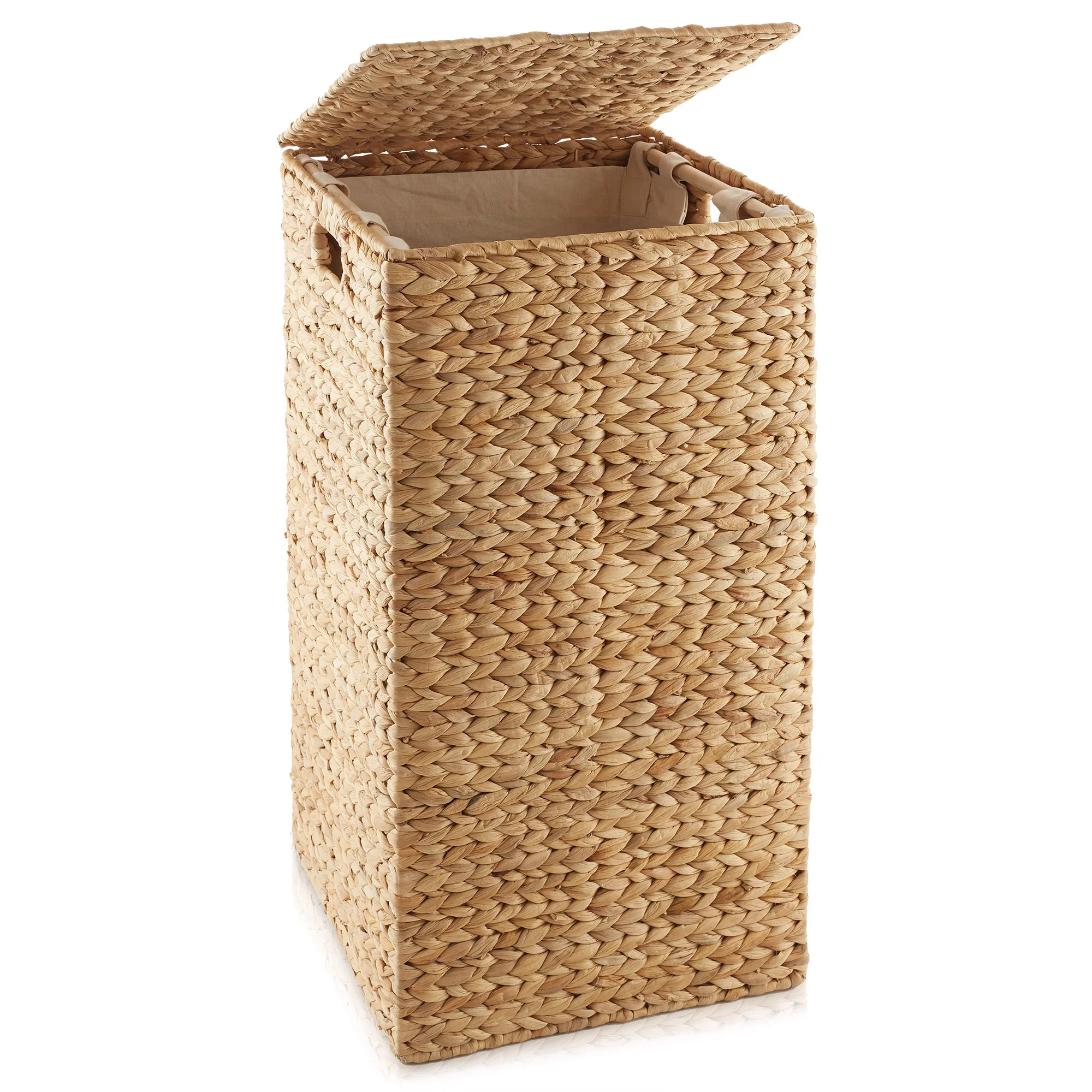 Casafield Laundry Hamper with Lid and Removable Liner Bag - Natural, Woven Water Hyacinth Square ... | Walmart (US)