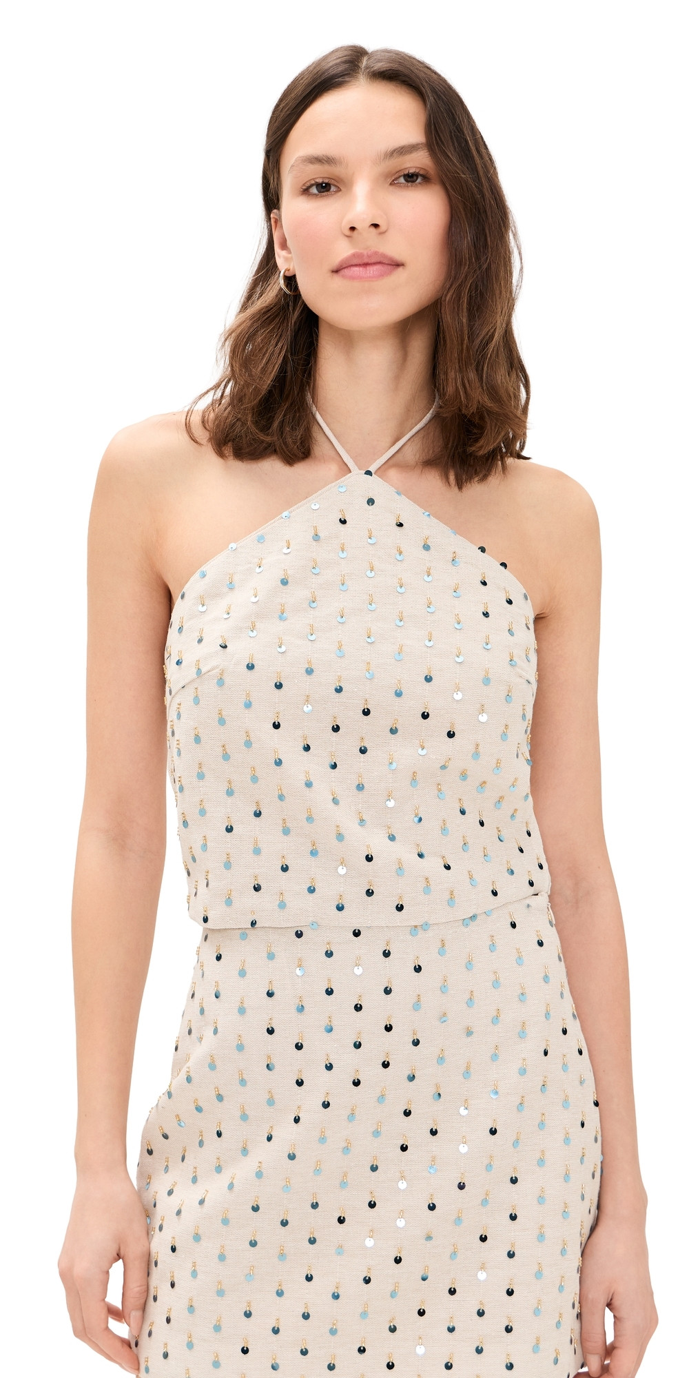 Line & Dot Sunstone Sequin Top Ecru S | Shopbop