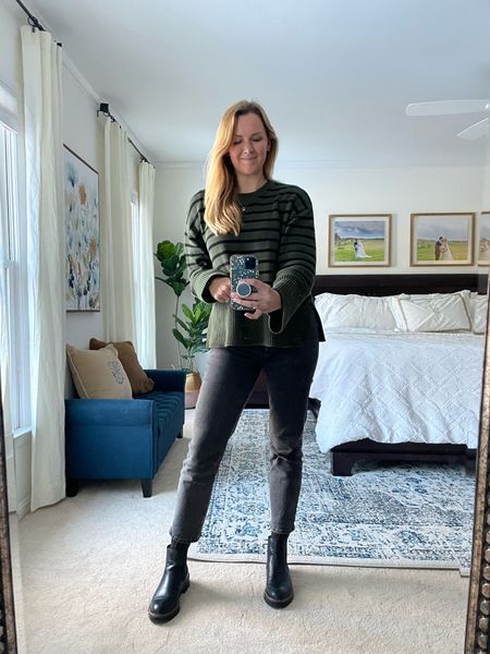 Winter outfit of the day

Striped oversized sweater, faded black jeans and water resistant boots

#LTKSeasonal #LTKfindsunder100 #LTKMostLoved
