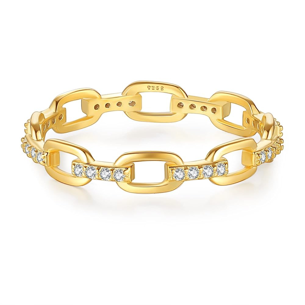 18K Gold Plated Chain Link Statement Ring | Amazon (US)
