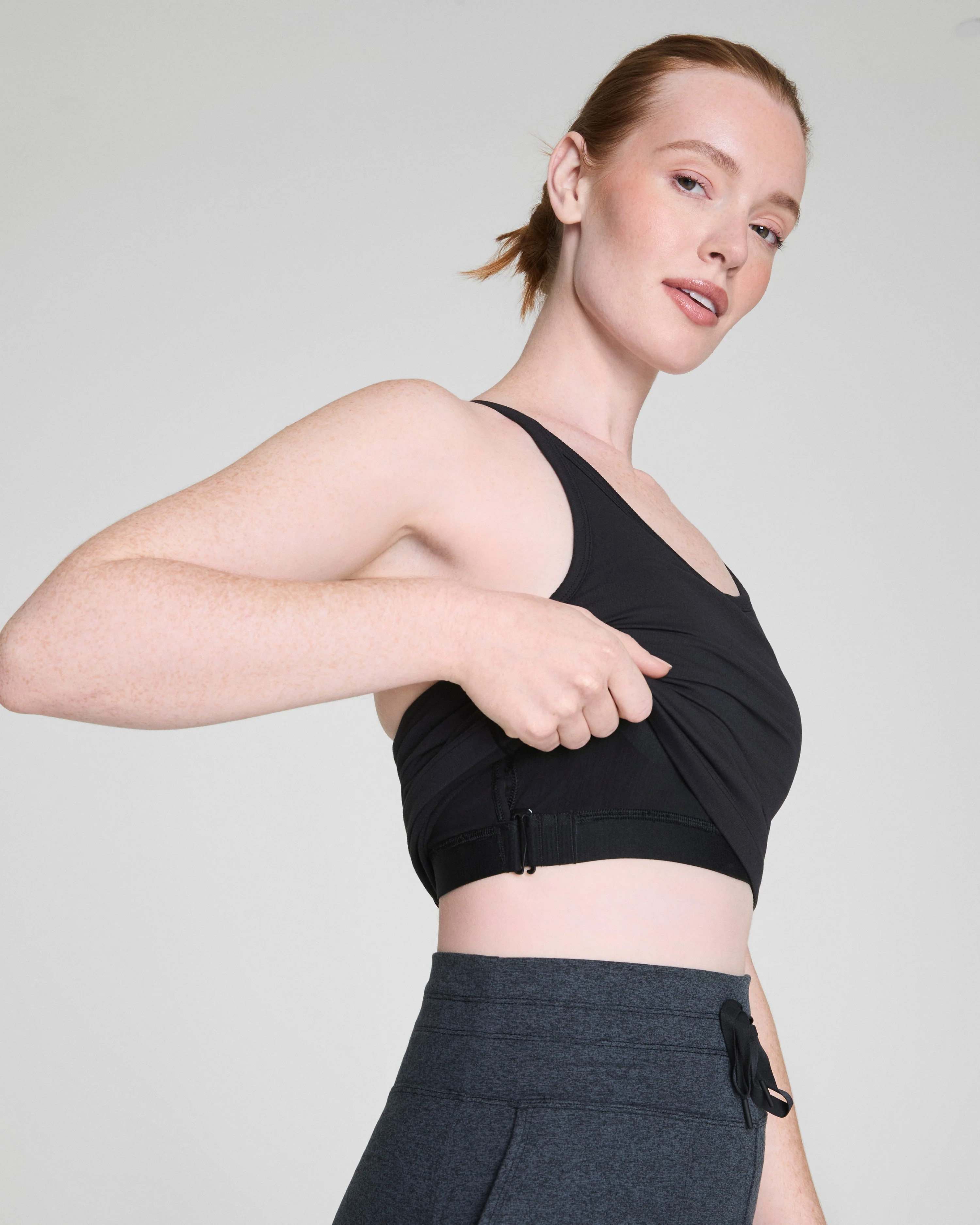 SoftStretch Rib V-Neck Shelf Tank with Built-In Support | SPANX | Spanx